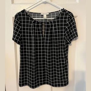 Black and white keyhole blouse